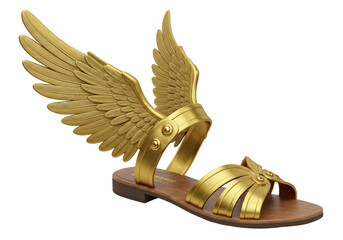 Isolated Hermes Sandals with Winged Embellishments