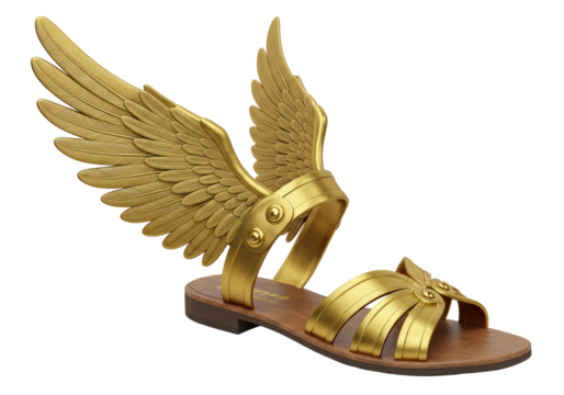 Isolated Hermes Sandals with Winged Embellishments