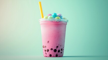 Vibrant Bubble Tea Studio Shot