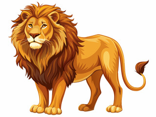 Obraz premium A high-quality vector illustration of a majestic lion standing proudly, isolated on a white background