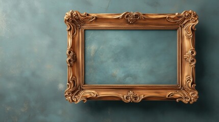 Classic bronze rectangular frame on muted green background, timeless vintage style, photorealistic close-up, ultra HD