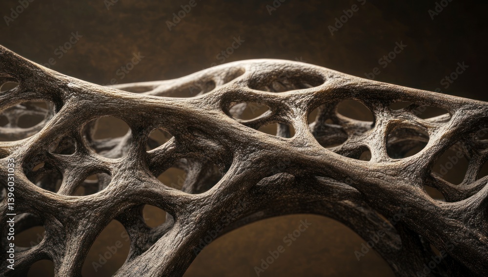 Poster detailed close-up of a cholla skeleton section with intricate hole pattern