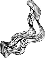 Wavy border element made with fluid textured lines arranged in a loose circular motion forming a hollow abstract shape.