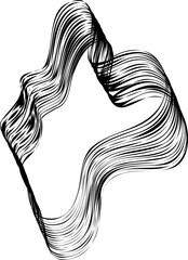 Obraz premium Liquid-inspired irregular shape composed of flowing curved lines that form a circular frame with a textured appearance.