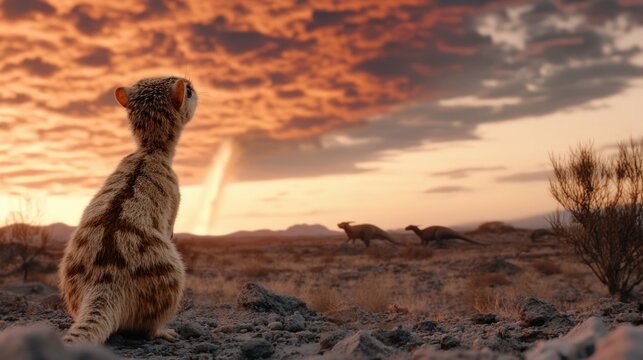 The moment when the meteorite that wiped out the dinosaurs hit the earth. The moment when the meteorite hit the earth through the eyes of a small rodent that would eventually evolve into a human.