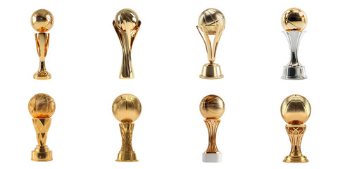 Basketball trophy png isolated set in modern design transparent using for champion concept.