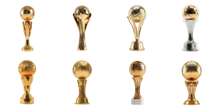 Basketball trophy png isolated set in modern design transparent using for champion concept.
