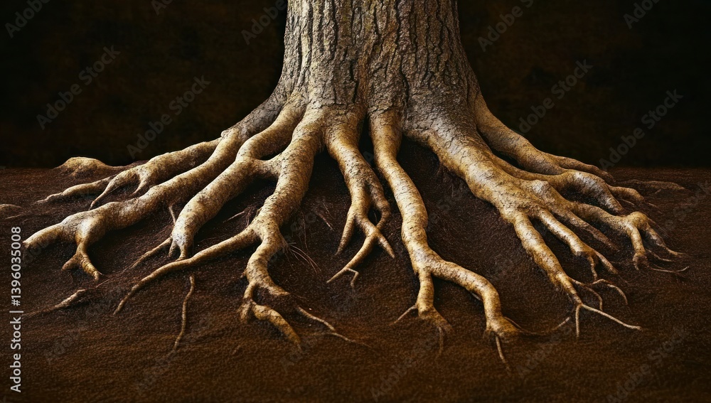 Poster tree roots spreading through the ground symbolizing strength and interconnectedness