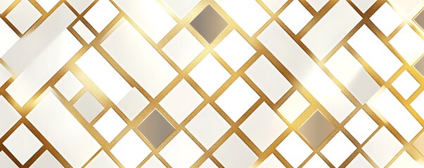 Gold and White Geometric Pattern for Luxury Designs: This elegant gold and white geometric pattern background exudes luxury, ideal for upscale designs and sophisticated decor applications.