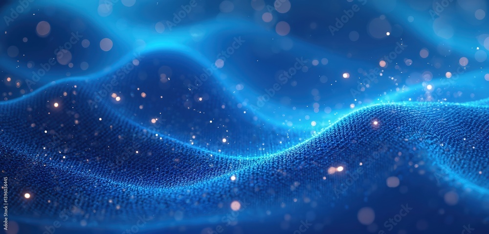 Poster abstract 3d render illustration. blue waves, dots, bokeh effects, soft shapes. modern design for bus
