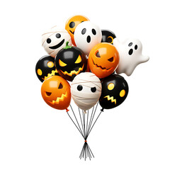 Fototapeta premium Scary and Fun Halloween Balloon Bundle with Mummy and Pumpkin Designs On Transparent Background