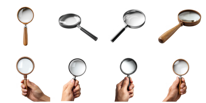 Magnifying glass object transparent isolated png with no background.