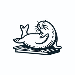 Vector illustration of Hindu god Ganesh with temple, featuring a cartoon-style silhouette design with animal and nature elements, in a sketchy black outline, suitable for logo or tattoo art