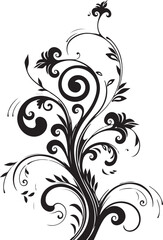 Abstract flowers. Vector black silhouette.