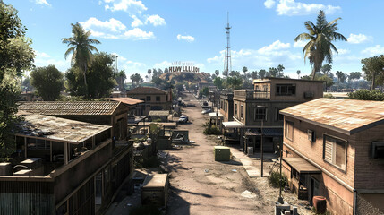 Fototapeta premium Dusty Street Scene In Tropical Town