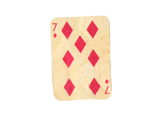 One old vintage playing card isolated on white