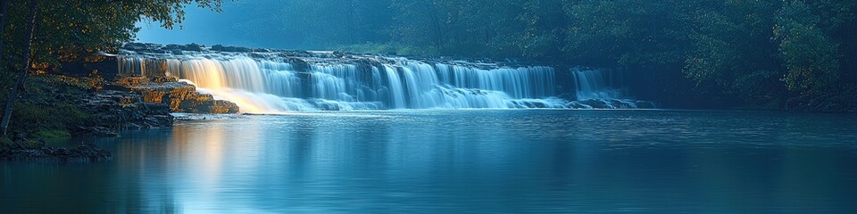 Fototapeta premium Waterfall in the Woods at Dawn