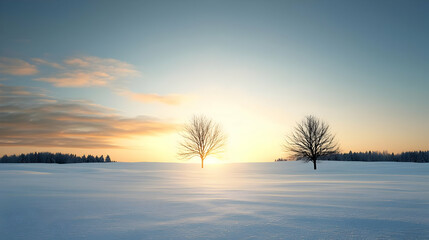 Snowy Landscape at Sunrise