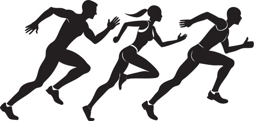 Dynamic Runner Silhouette Set — Vector Runners in Various Poses for Fitness, Sports, Marathon, Exercise, and Athletic Design Projects