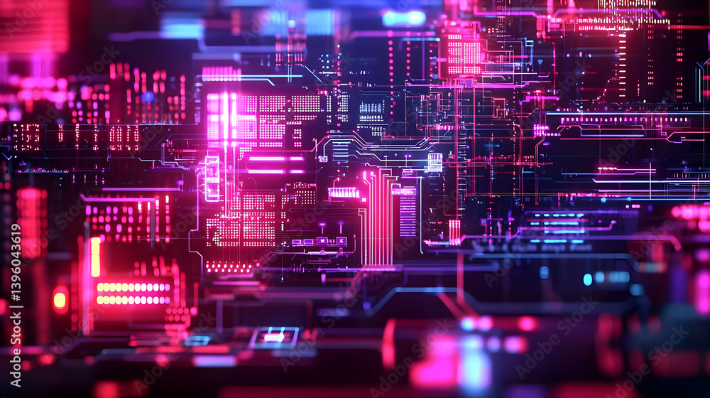 Poster abstract glowing circuit board pattern