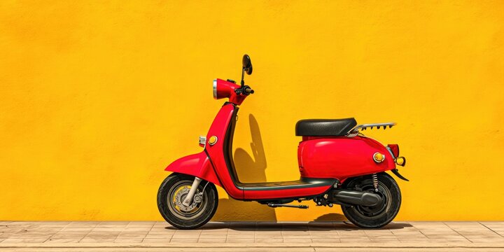 Fototapeta Scooter Against Yellow Wall