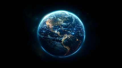 Fototapeta premium Digital Earth Globe At Night With City Lights