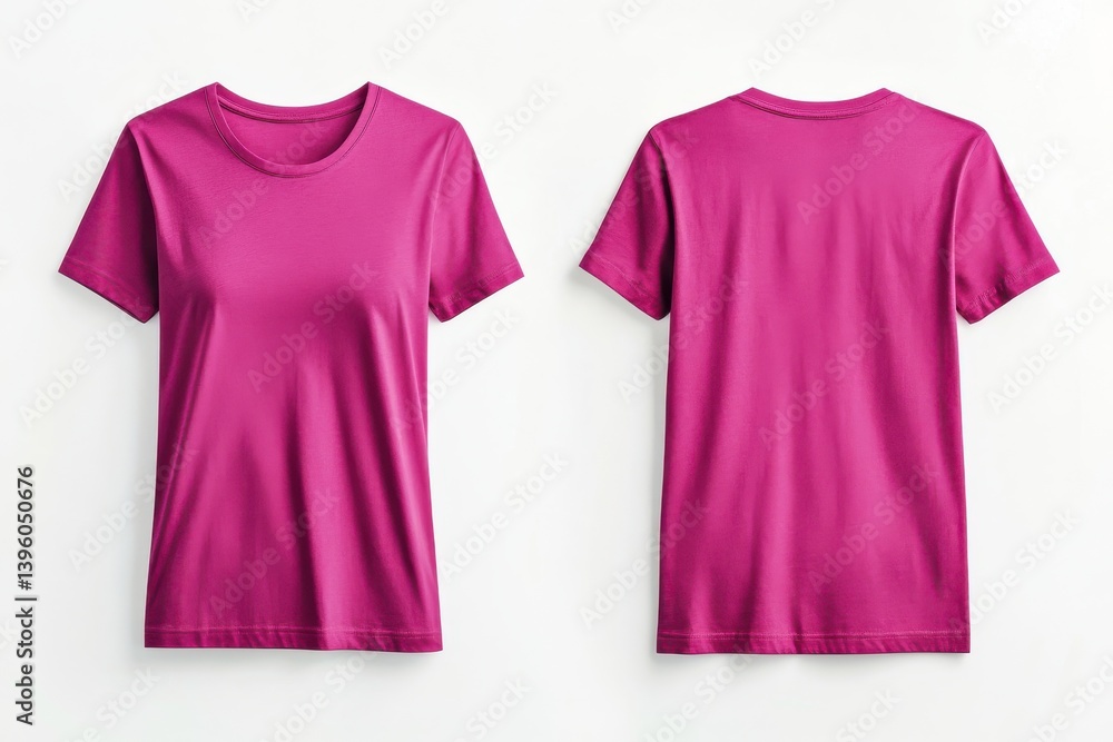 Poster simple magenta t-shirt displayed from front and back against a neutral background
