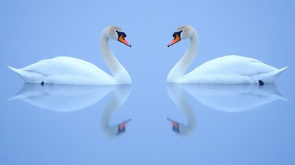 Obraz premium Serene Swans: A Reflection of Love and Tranquility