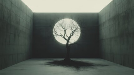 Bare tree in concrete space