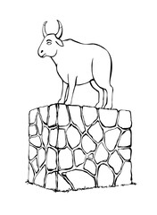 Vector drawing. Big golden idol