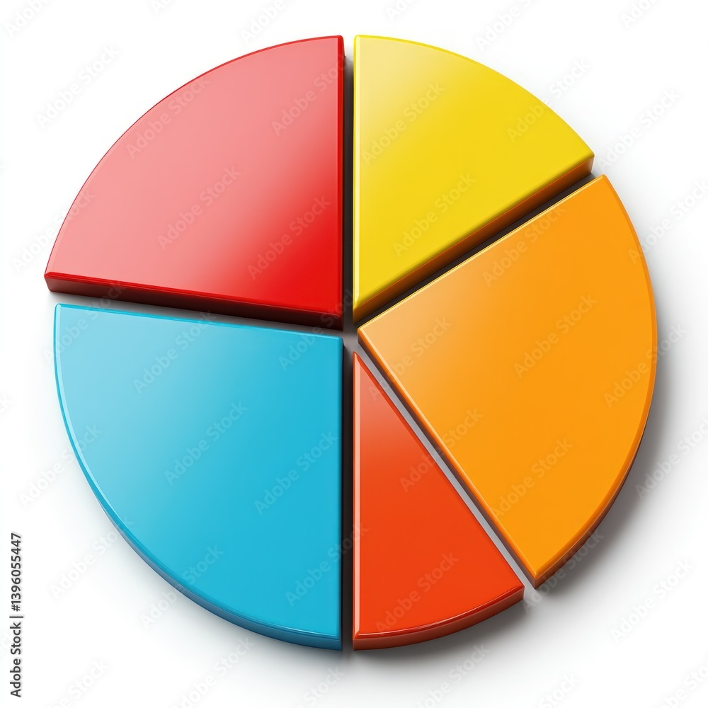 Poster pie chart icon with one slice removed, isolated on white background