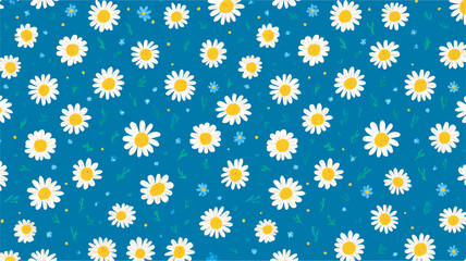 White daisies bloom repeatedly floral darkblue backdrop simple tiny plants