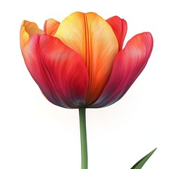 red tulip on white background