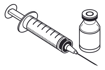 Medicine Vial and Syringe Minimalist Design