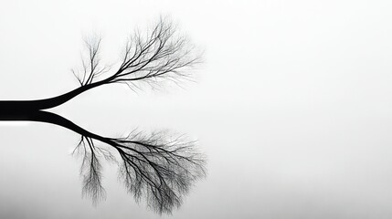 Obraz premium A monochrome image of a bare tree reflected in water
