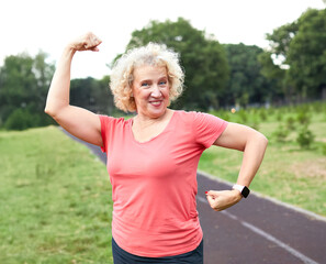woman sport mature fitness healthy exercise happy fit strong muscle active old training outdoor health senior middle aged