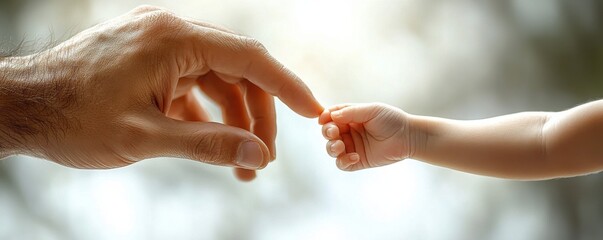 Close-up of a baby holding their parent's hand with gentle touch