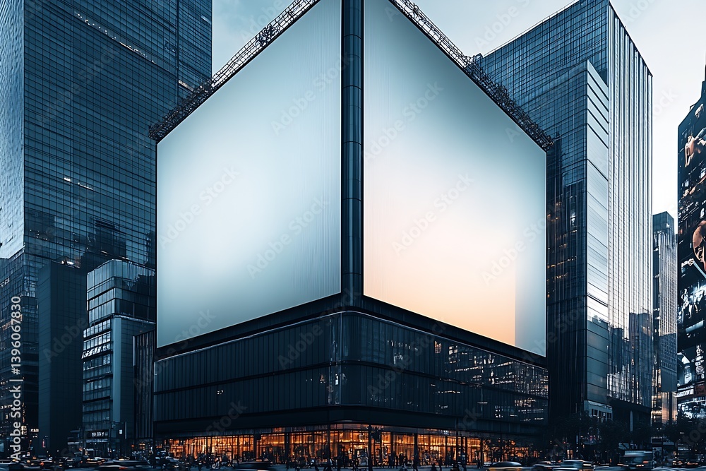 Aufkleber modern urban architecture featuring a large digital billboard in the heart of a bustling city : gene