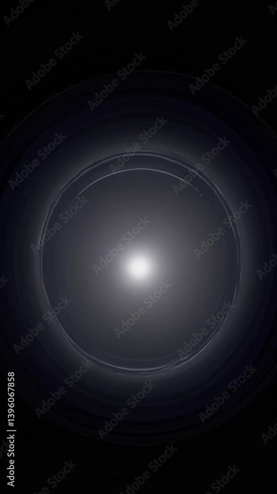 Poster Abstract animation shows a bright light expanding and contracting, creating a pulsating effect, against a dark background with subtle patterns and lines