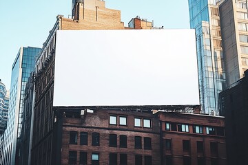 Obraz premium Large blank billboard on a city building ready for advertising and promotions : Generative AI