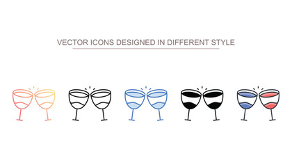 Champagne Glasses icon design with white background stock illustration