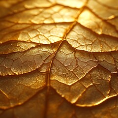 Fototapeta premium Elegant nature-inspired embossed gold leaf texture high resolution image