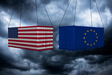 EU Tariffs and European Union tariff trade war with the United States as a Europe USA economic...