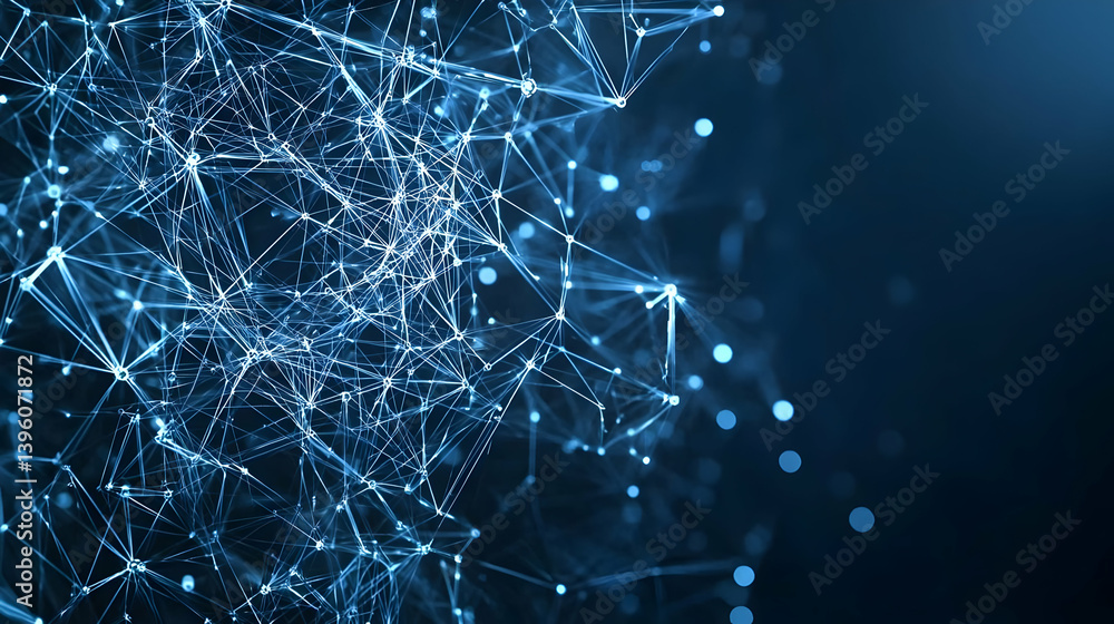 Poster abstract network design with blue lines and points