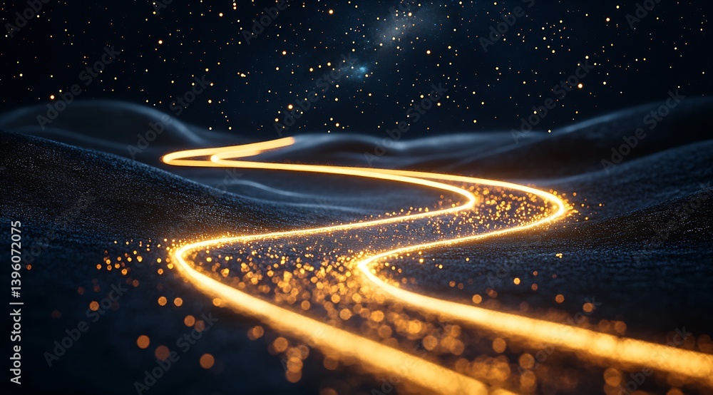 Aufkleber enchanting glowing path of light amidst a dark background illustrating magic and creativity in the n