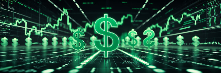 dollar sign, business background dark