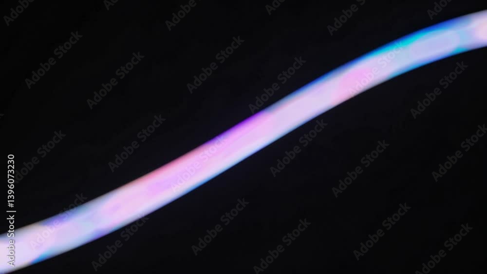 Poster Luminous colorful light streak gracefully traversing black background, generating mesmerizing dynamic visual effect with smooth, flowing motion and vibrant energy