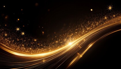 Obraz premium Dynamic golden trail Glittering trace of star dust
