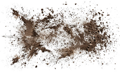 Dirt and soil splatters isolated on a transparent  background, 
