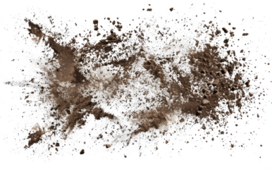 Dirt and soil splatters isolated on a transparent  background, 